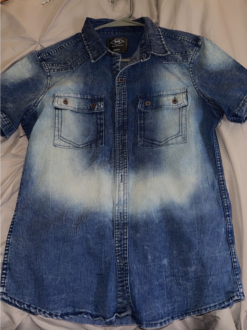 Denim Button-Up Shirt Dress - Blue